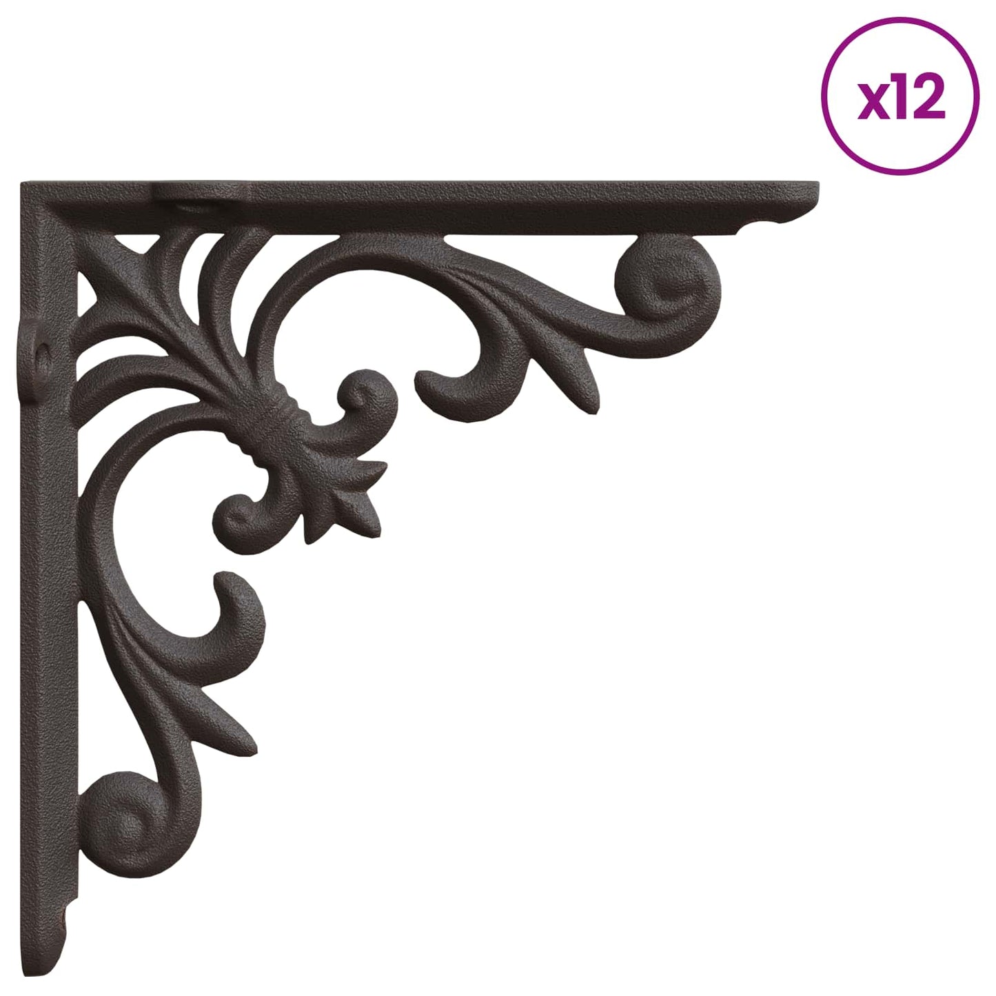 vidaXL Wall Shelf Brackets 12 pcs Antique Brown 10 x 10 x 2.8 cm Steel