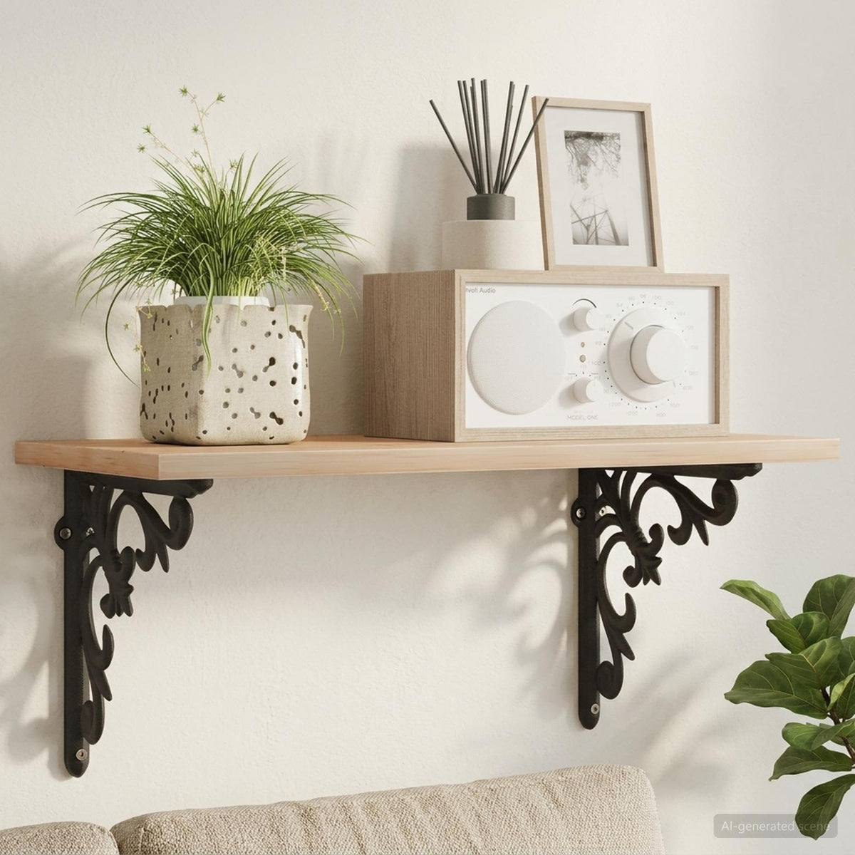 vidaXL Wall Shelf Brackets 12 pcs Black 10 x 10 x 2.8 cm Steel