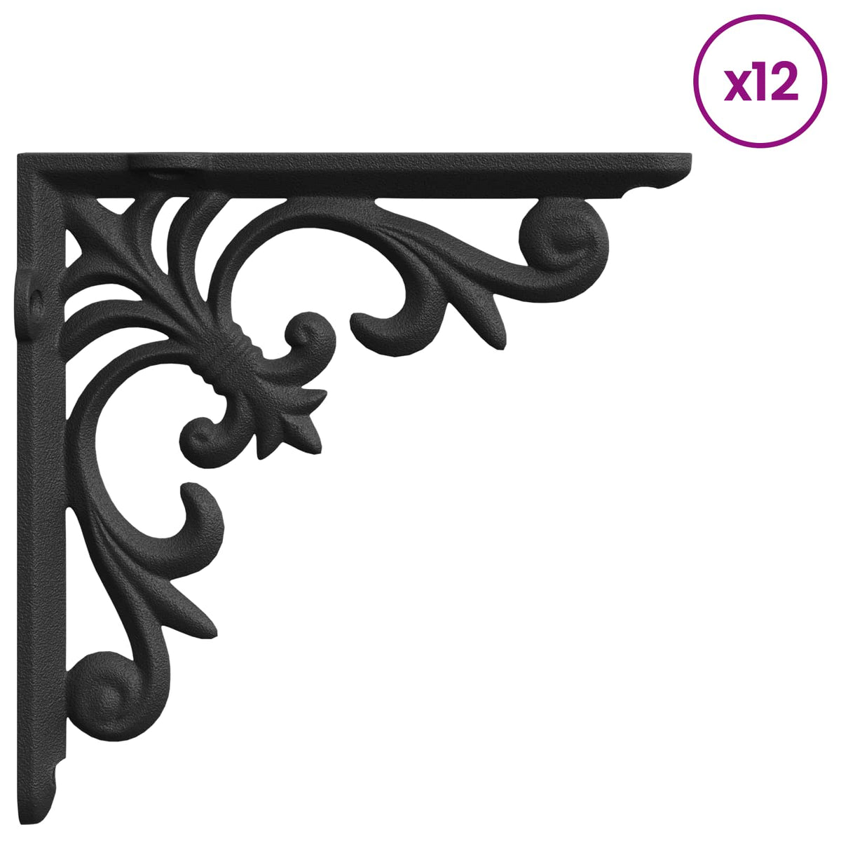 vidaXL Wall Shelf Brackets 12 pcs Black 10 x 10 x 2.8 cm Steel