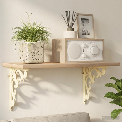 vidaXL Wall Shelf Brackets 2 pcs Antique White 14.5 x 14.5 x 3 cm