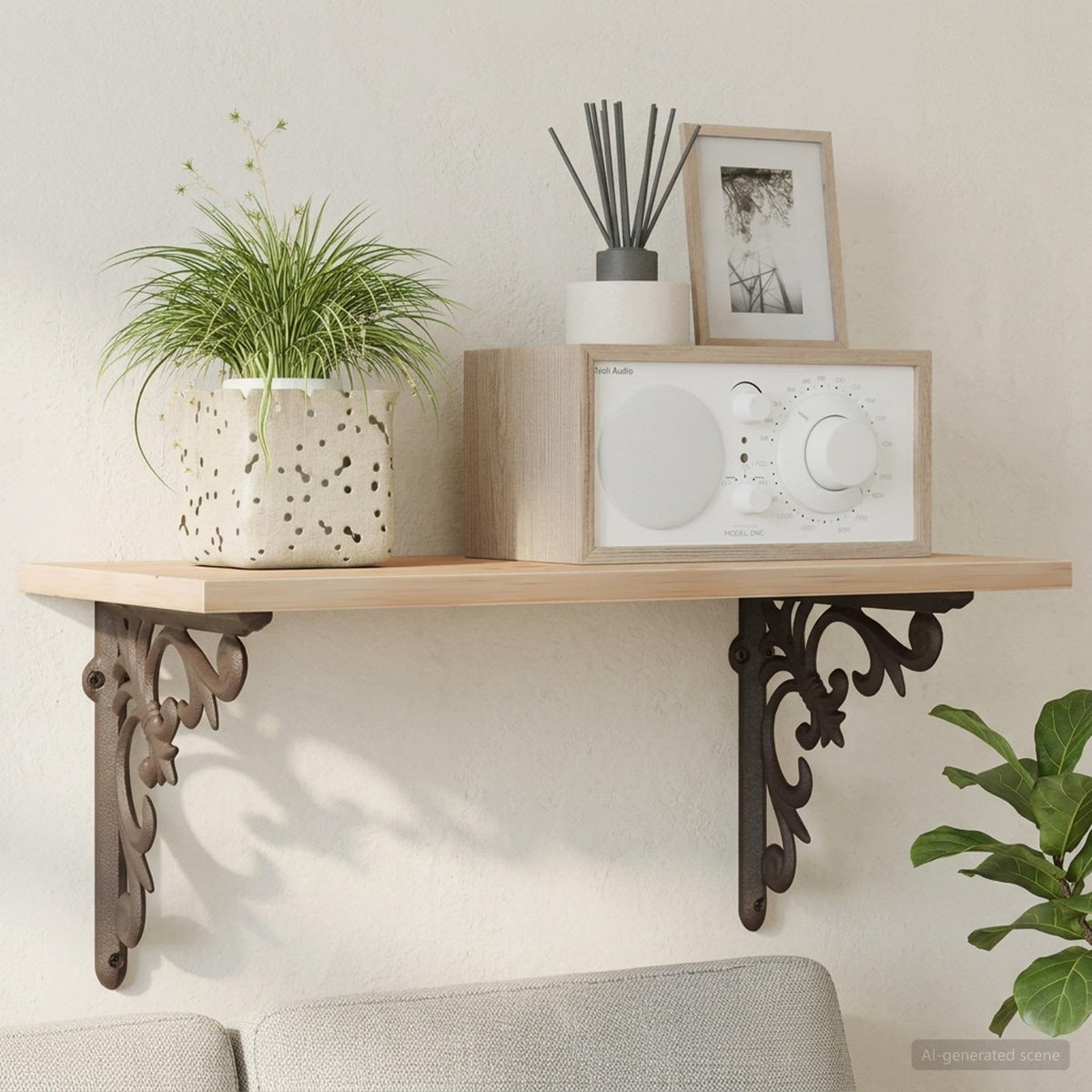 vidaXL Wall Shelf Brackets 2 pcs Antique Brown 14.5 x 14.5 x 3 cm
