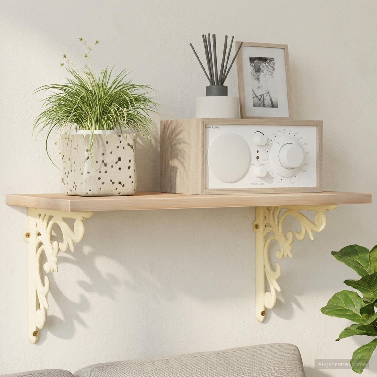 vidaXL Wall Shelf Brackets 12 pcs Antique White 14.5 x 14.5 x 3 cm