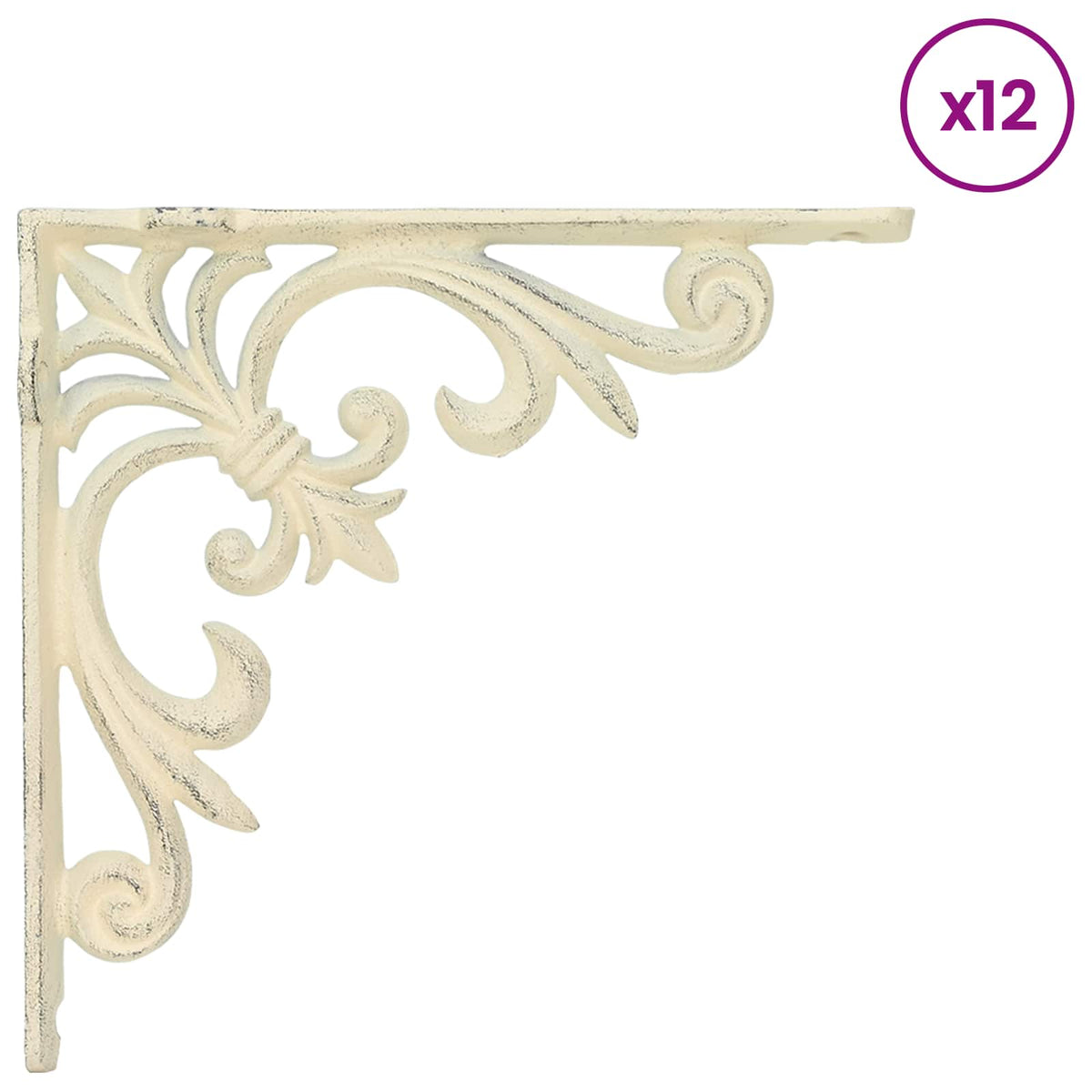 vidaXL Wall Shelf Brackets 12 pcs Antique White 14.5 x 14.5 x 3 cm