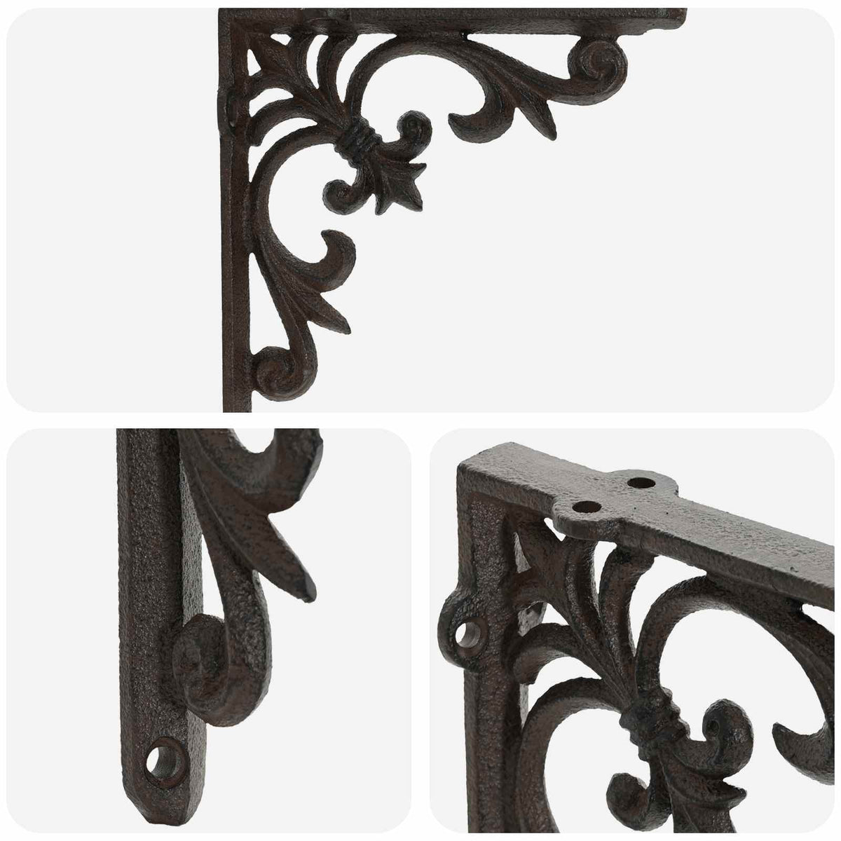 vidaXL Wall Shelf Brackets 12 pcs Antique Brown 14.5 x 14.5 x 3 cm