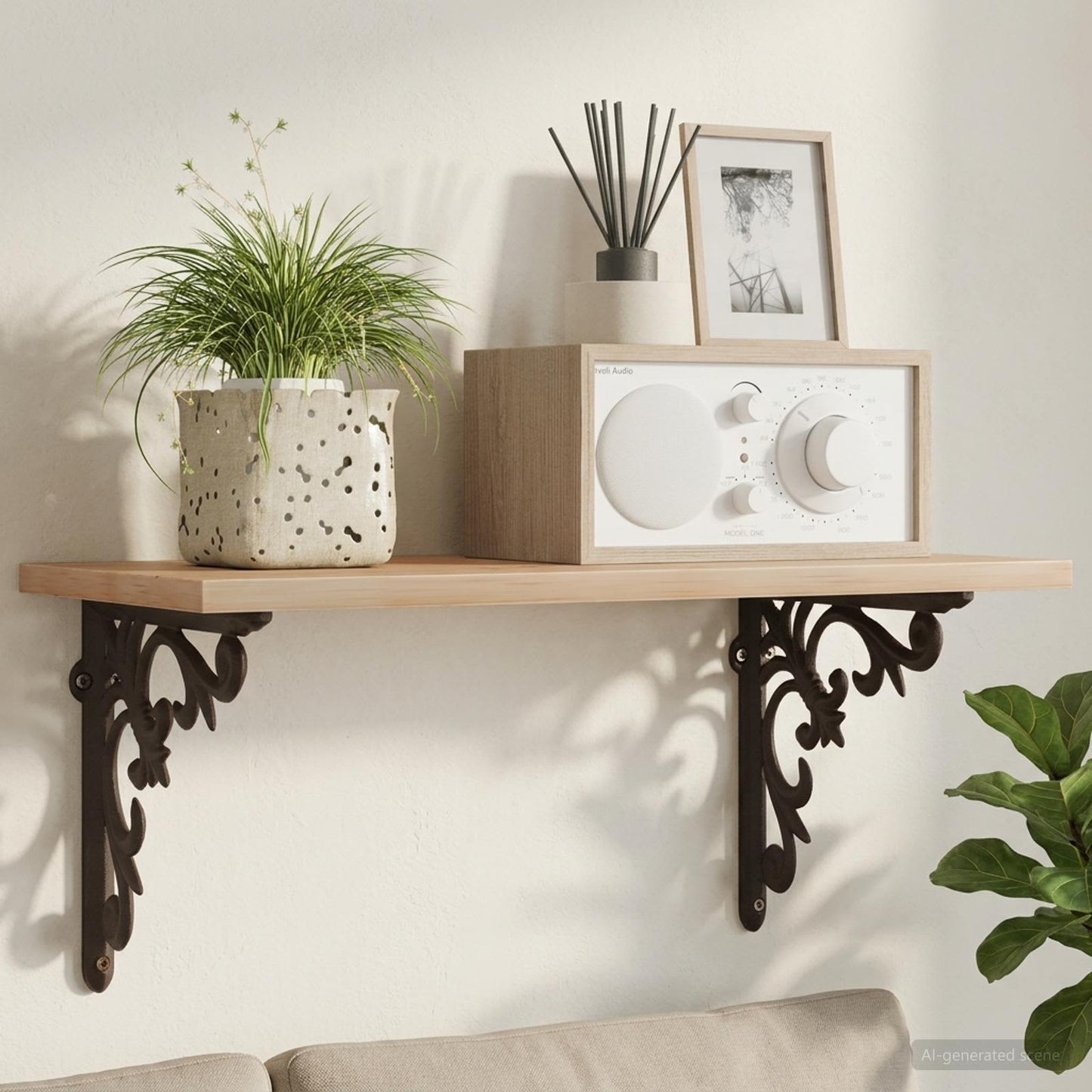 vidaXL Wall Shelf Brackets 12 pcs Antique Brown 14.5 x 14.5 x 3 cm