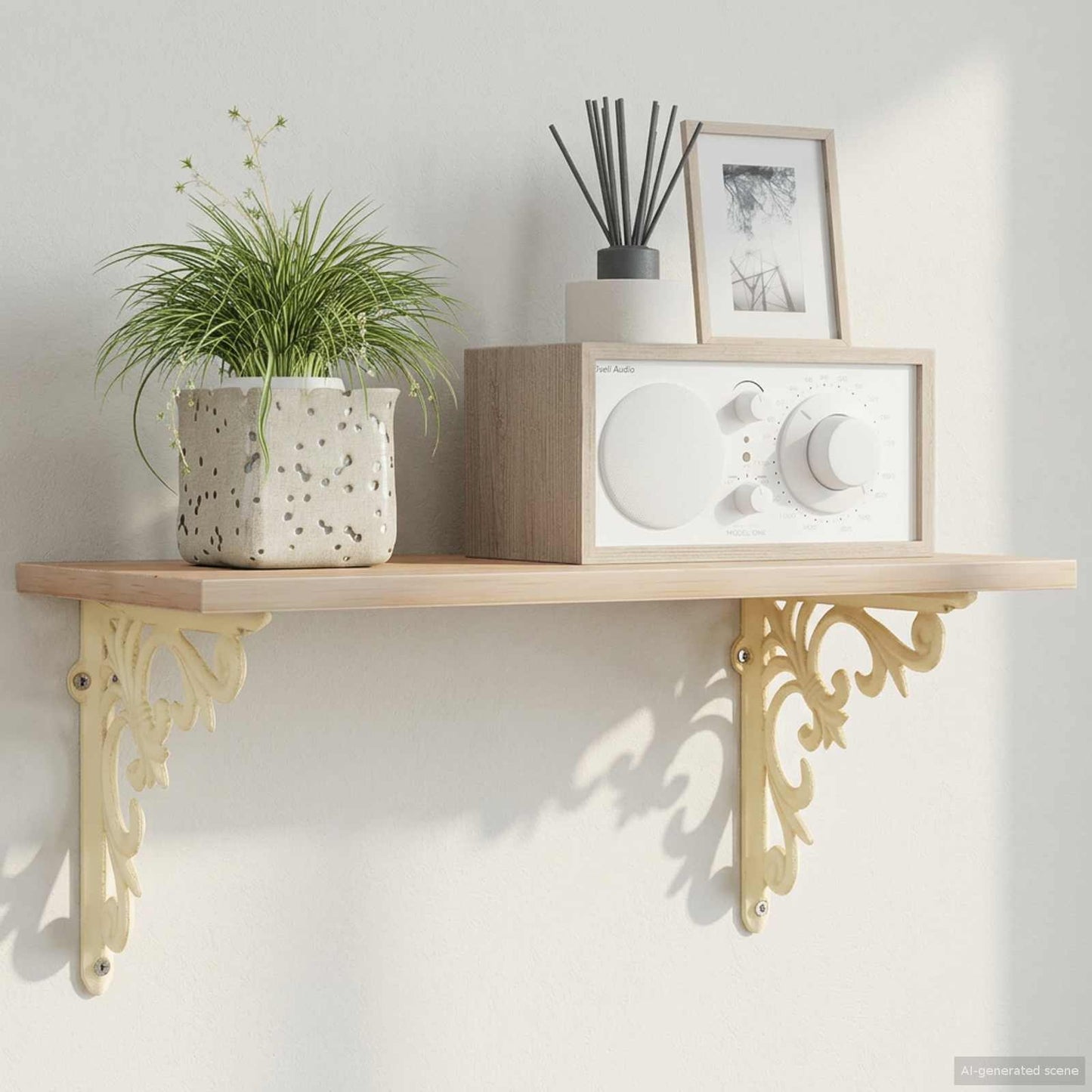 vidaXL Wall Shelf Brackets 2 pcs Antique White 21.5 x 21.5 x 3.5 cm