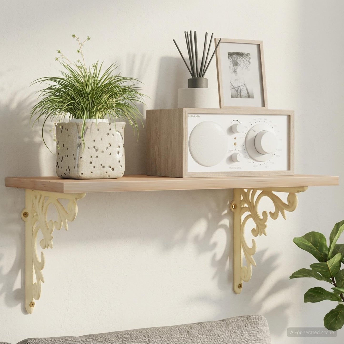 vidaXL Wall Shelf Brackets 12 pcs Antique White 21.5 x 21.5 x 3.5 cm
