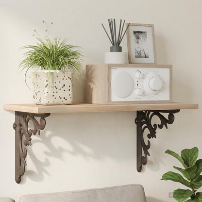 vidaXL Wall Shelf Brackets 12 pcs Antique Brown 21.5 x 21.5 x 3.5 cm