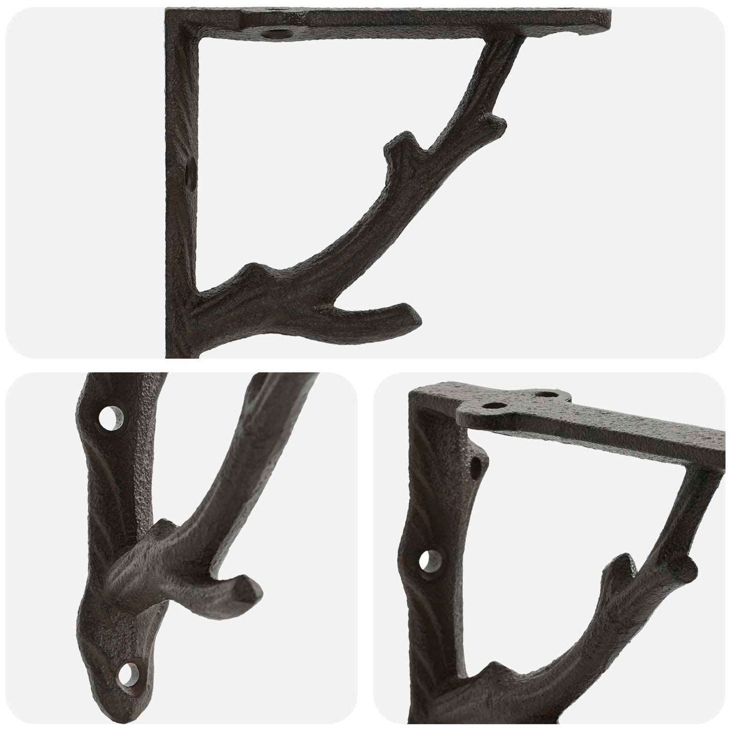 vidaXL Wall Shelf Brackets 12 pcs Antique Brown 10 x 10 x 3 cm Steel