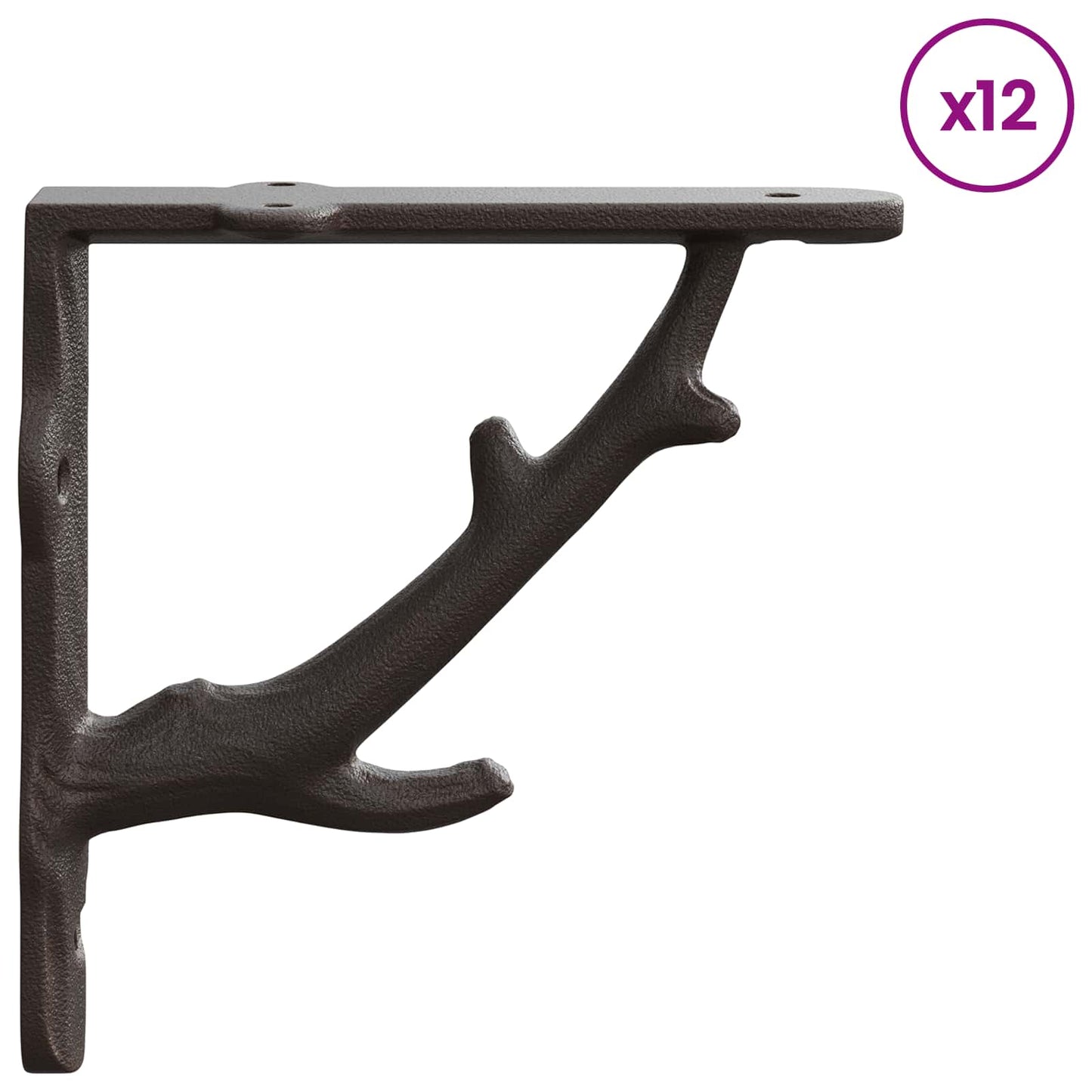vidaXL Wall Shelf Brackets 12 pcs Antique Brown 10 x 10 x 3 cm Steel
