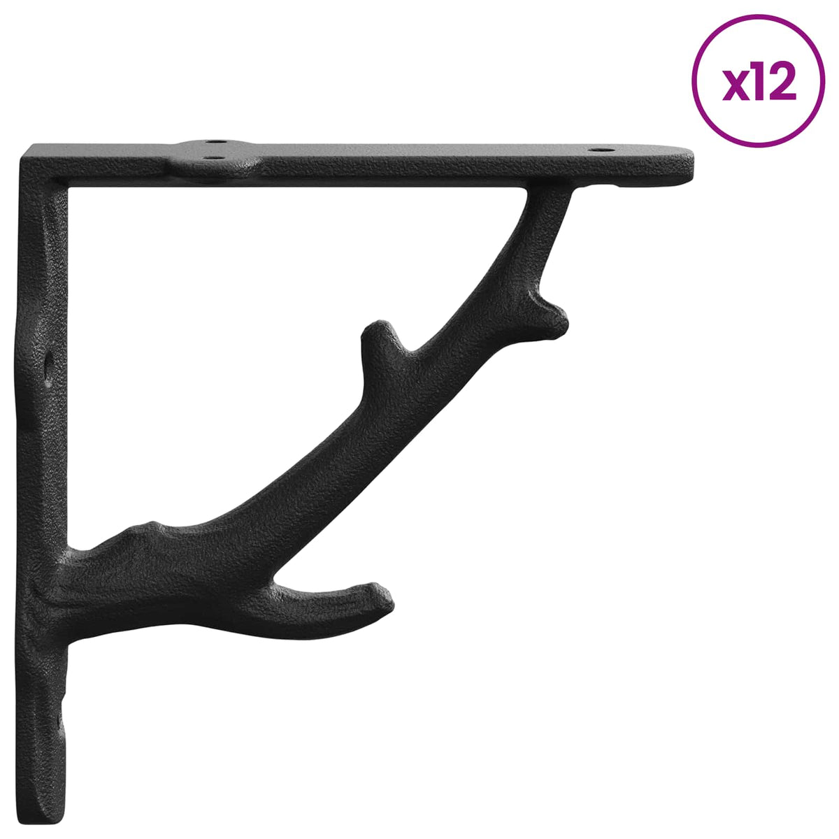 vidaXL Wall Shelf Brackets 12 pcs Black 10 x 10 x 3 cm Steel