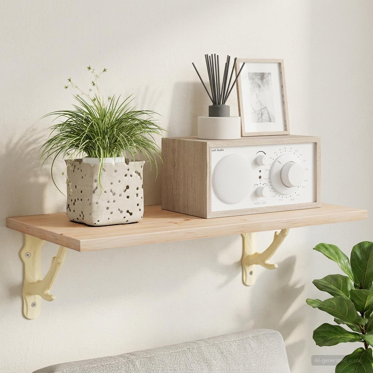 vidaXL Wall Shelf Brackets 2 pcs Antique White 14 x 14 x 4 cm Steel