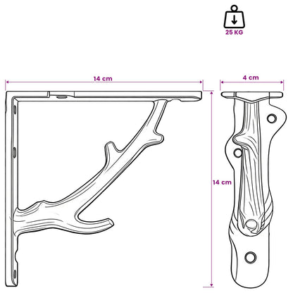 vidaXL Wall Shelf Brackets 12 pcs Black 14 x 14 x 4 cm Steel