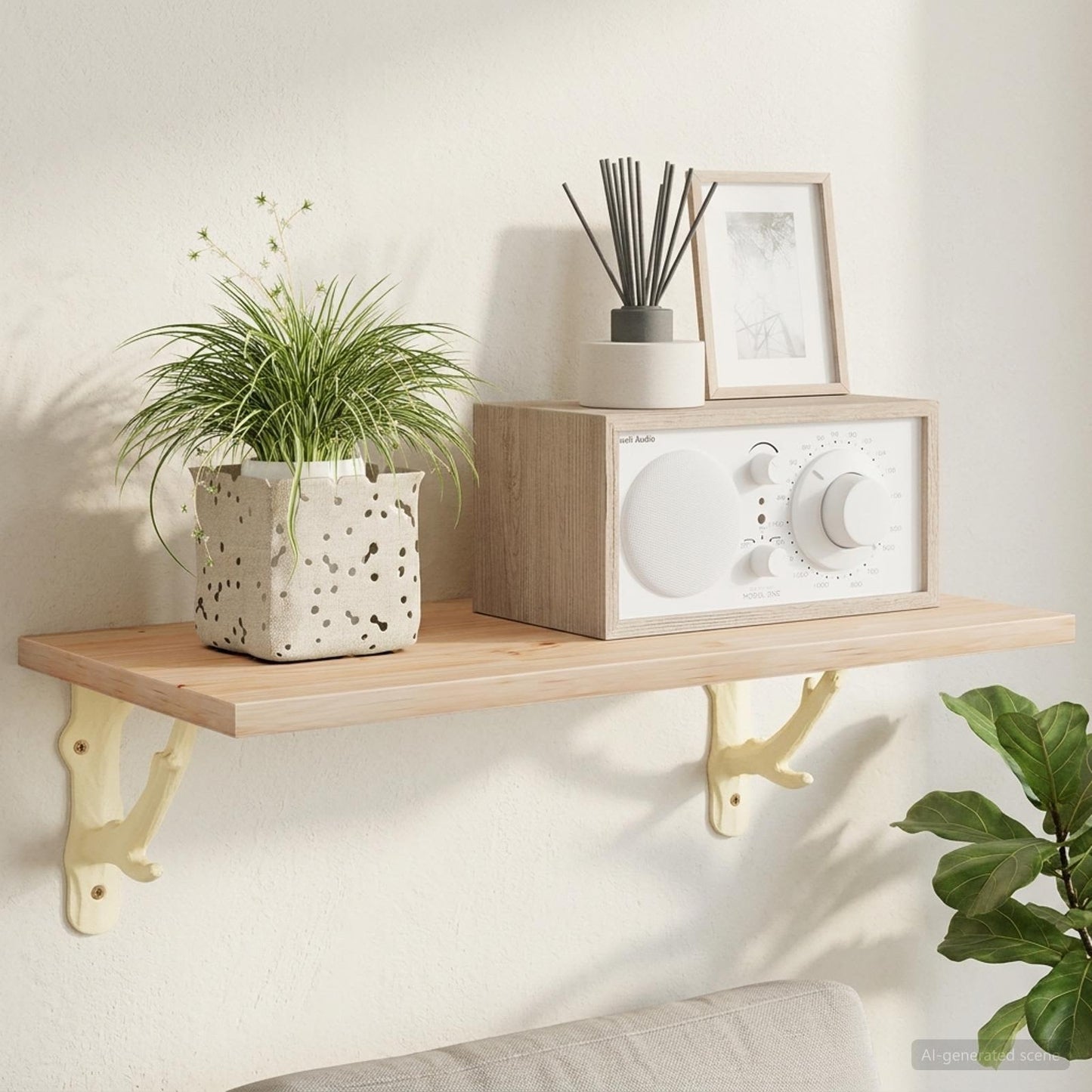 vidaXL Wall Shelf Brackets 2 pcs Antique White 21.5 x 21.5 x 3.5 cm