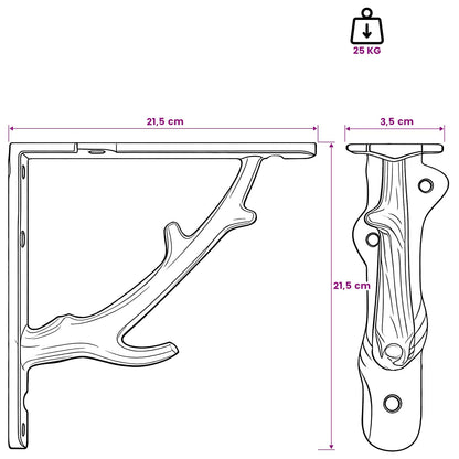 vidaXL Wall Shelf Brackets 2 pcs Antique Brown 21.5 x 21.5 x 3.5 cm
