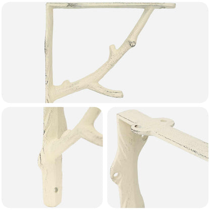 vidaXL Wall Shelf Brackets 12 pcs Antique White 21.5 x 21.5 x 3.5 cm