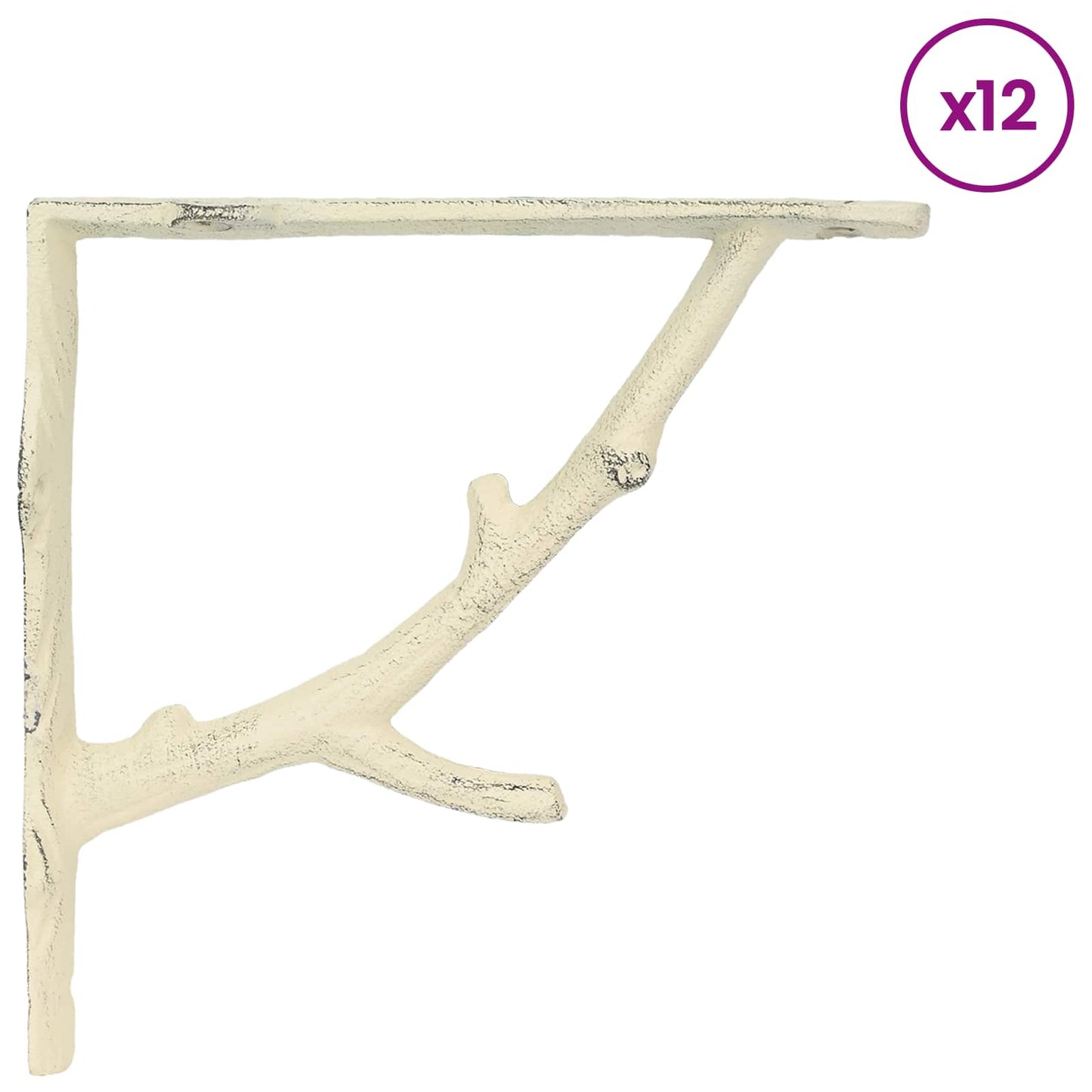 vidaXL Wall Shelf Brackets 12 pcs Antique White 21.5 x 21.5 x 3.5 cm