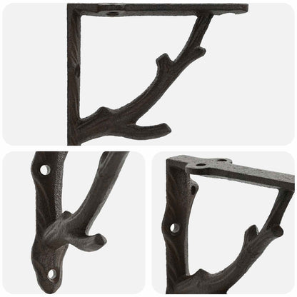 vidaXL Wall Shelf Brackets 12 pcs Antique Brown 21.5 x 21.5 x 3.5 cm