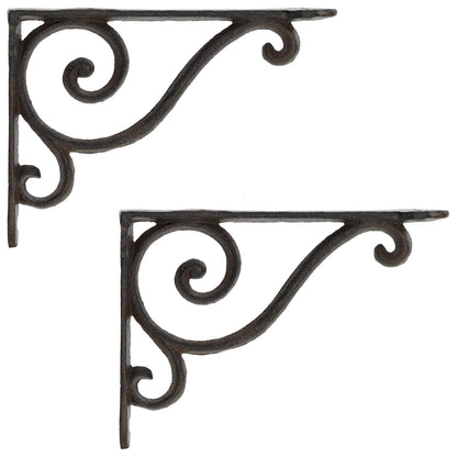 vidaXL Wall Shelf Brackets 2 pcs Antique Brown 12 x 14 x 3 cm Steel