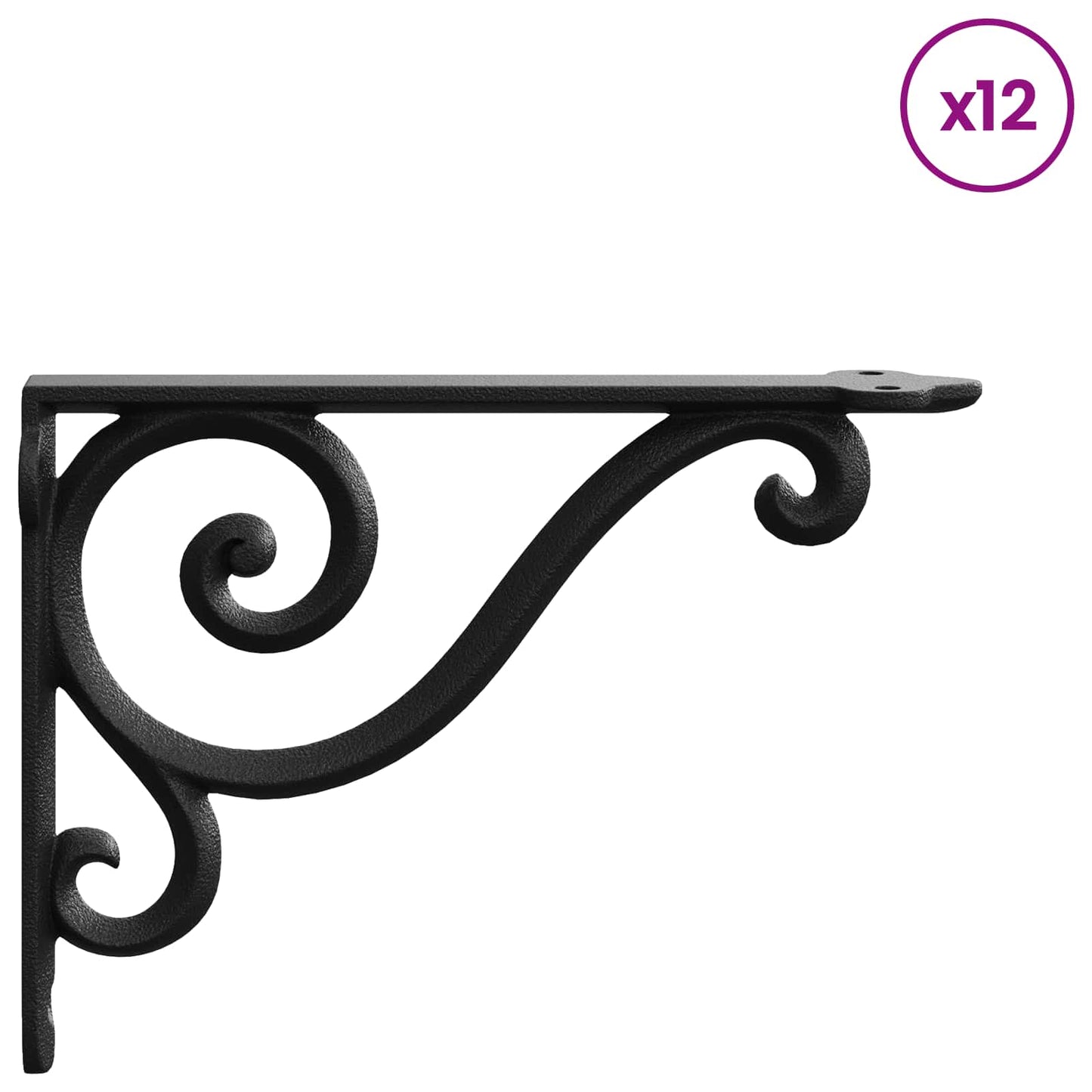 vidaXL Wall Shelf Brackets 12 pcs Black 12 x 14 x 3 cm Steel
