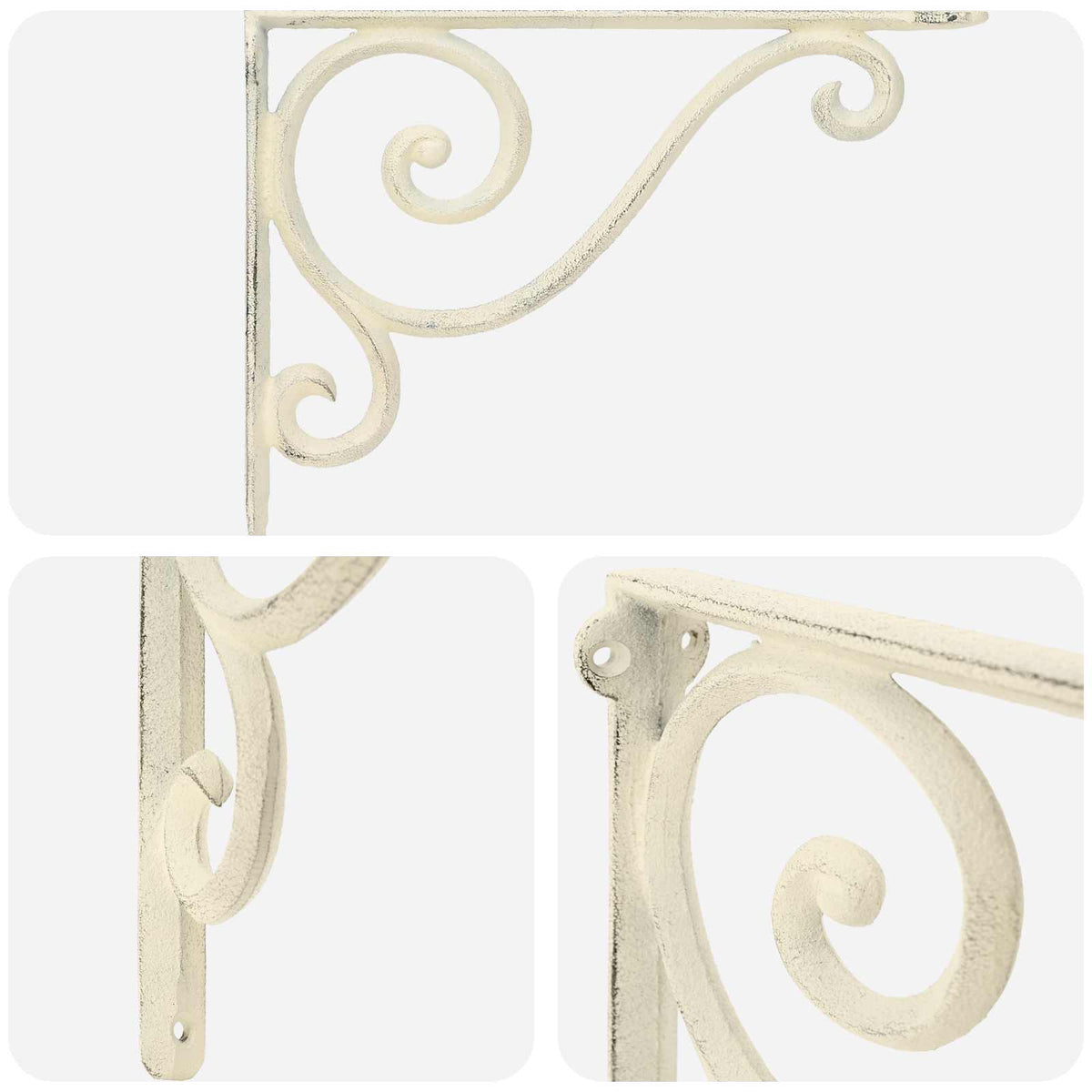 vidaXL Wall Shelf Brackets 2 pcs Antique White 12.5 x 17 x 3 cm Steel