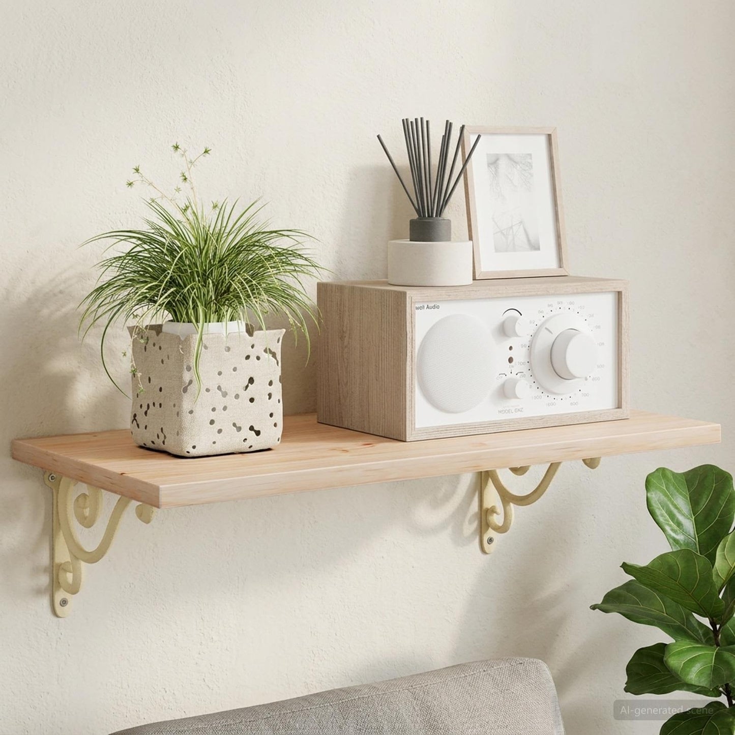 vidaXL Wall Shelf Brackets 2 pcs Antique White 12.5 x 17 x 3 cm Steel
