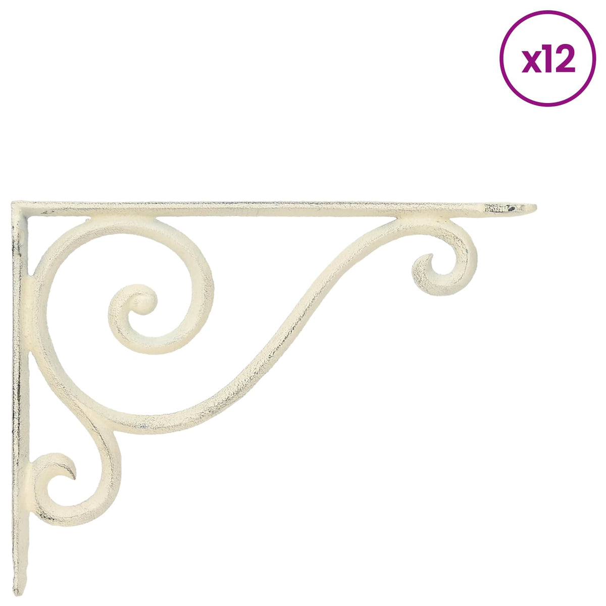 vidaXL Wall Shelf Brackets 12 pcs Antique White 12.5 x 17 x 3 cm Steel