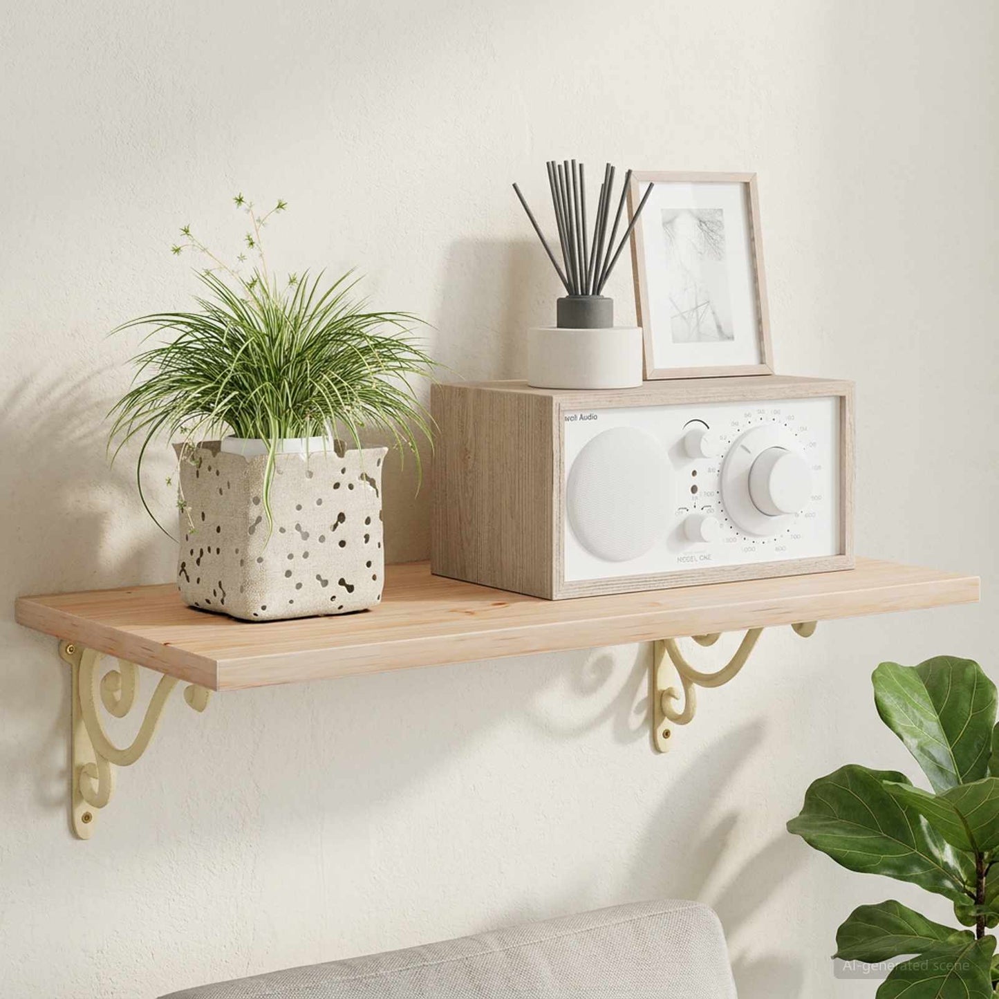 vidaXL Wall Shelf Brackets 2 pcs Antique White 23.5 x 28 x 3.5 cm