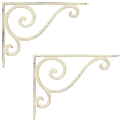 vidaXL Wall Shelf Brackets 2 pcs Antique White 23.5 x 28 x 3.5 cm