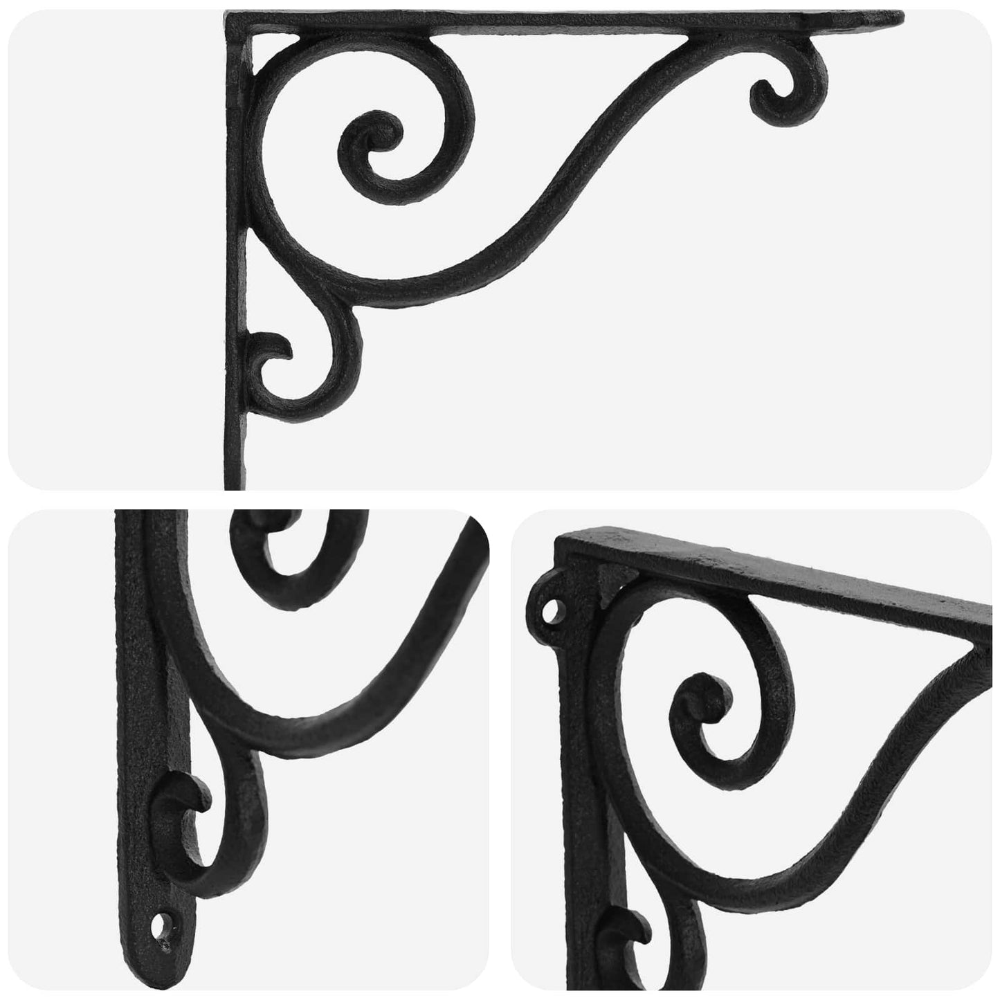 vidaXL Wall Shelf Brackets 2 pcs Black 23.5 x 28 x 3.5 cm Steel