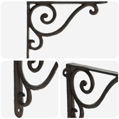 vidaXL Wall Shelf Brackets 12 pcs Antique Brown 23.5 x 28 x 3.5 cm