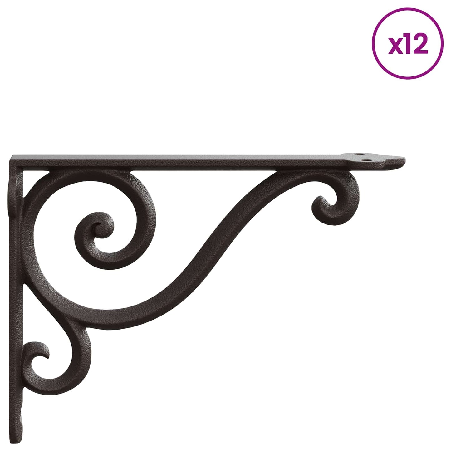 vidaXL Wall Shelf Brackets 12 pcs Antique Brown 23.5 x 28 x 3.5 cm