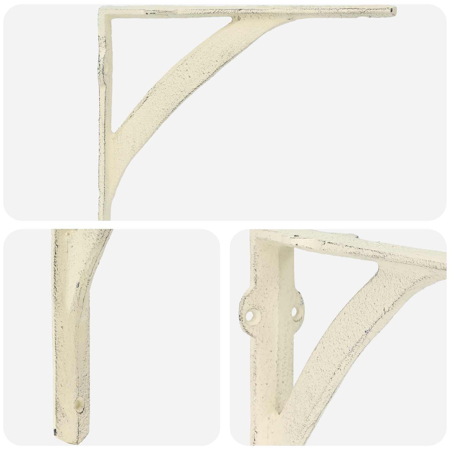 vidaXL Wall Shelf Brackets 2 pcs Antique White 10 x 10 x 3 cm Steel