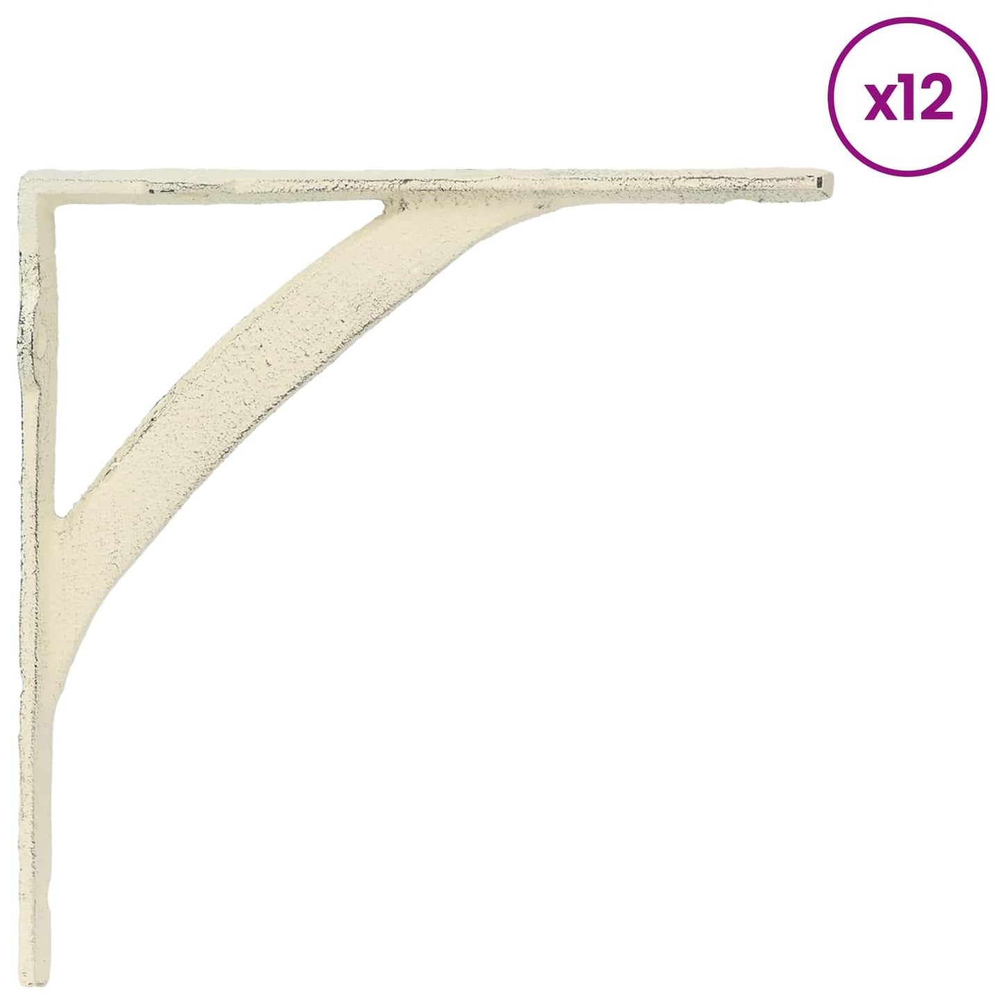 vidaXL Wall Shelf Brackets 12 pcs Antique White 10 x 10 x 3 cm Steel