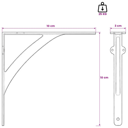 vidaXL Wall Shelf Brackets 12 pcs Antique Brown 10 x 10 x 3 cm Steel
