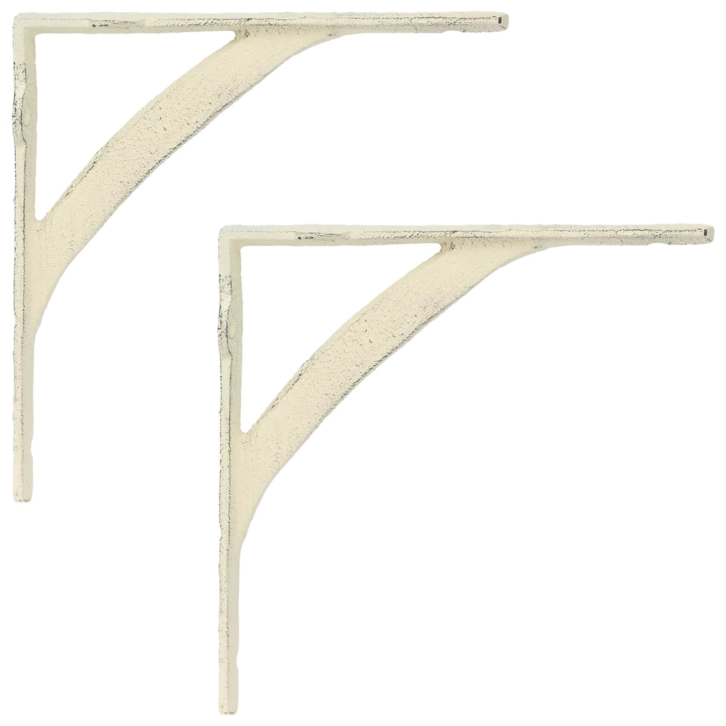 vidaXL Wall Shelf Brackets 2 pcs Antique White 21 x 21 x 3.5 cm Steel