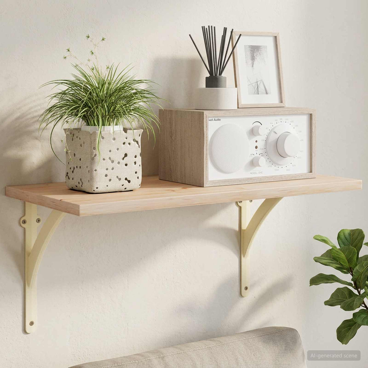 vidaXL Wall Shelf Brackets 12 pcs Antique White 21 x 21 x 3.5 cm Steel