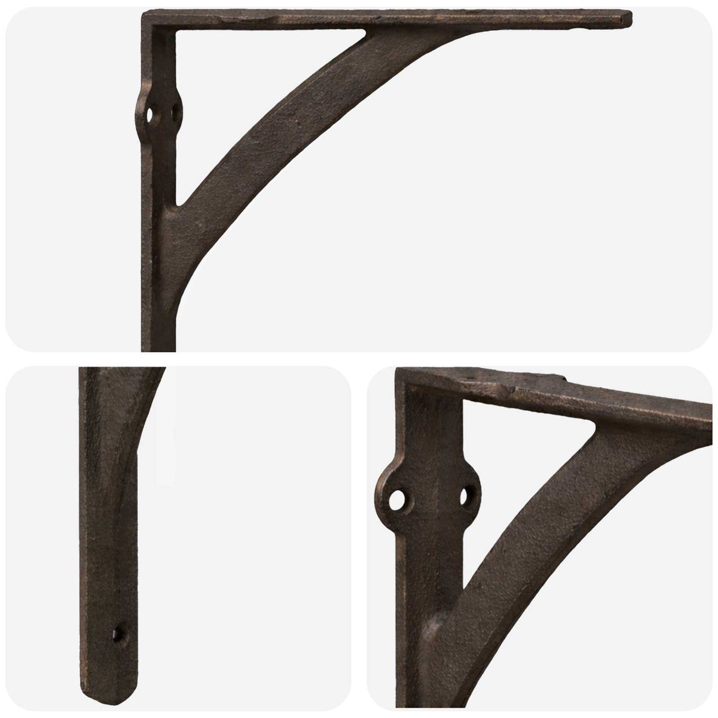 vidaXL Wall Shelf Brackets 12 pcs Antique Brown 21 x 21 x 3.5 cm Steel