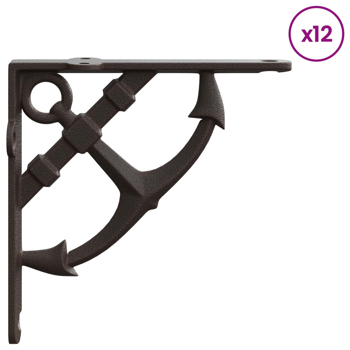 vidaXL Wall Shelf Brackets 12 pcs Antique Brown 10 x 10 x 3 cm Steel