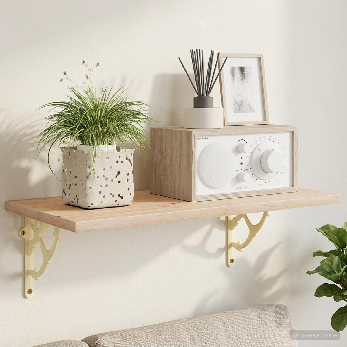 vidaXL Wall Shelf Brackets 2 pcs Antique White 14.5 x 14.5 x 3.5 cm