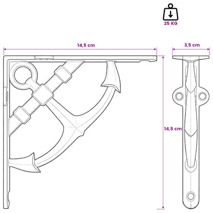 vidaXL Wall Shelf Brackets 12 pcs Antique White 14.5 x 14.5 x 3.5 cm