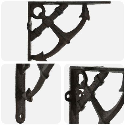 vidaXL Wall Shelf Brackets 12 pcs Antique Brown 14.5 x 14.5 x 3.5 cm