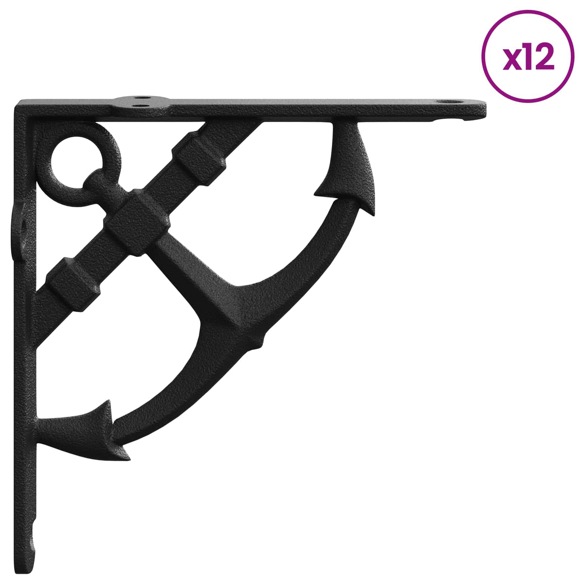 vidaXL Wall Shelf Brackets 12 pcs Black 14.5 x 14.5 x 3.5 cm Steel