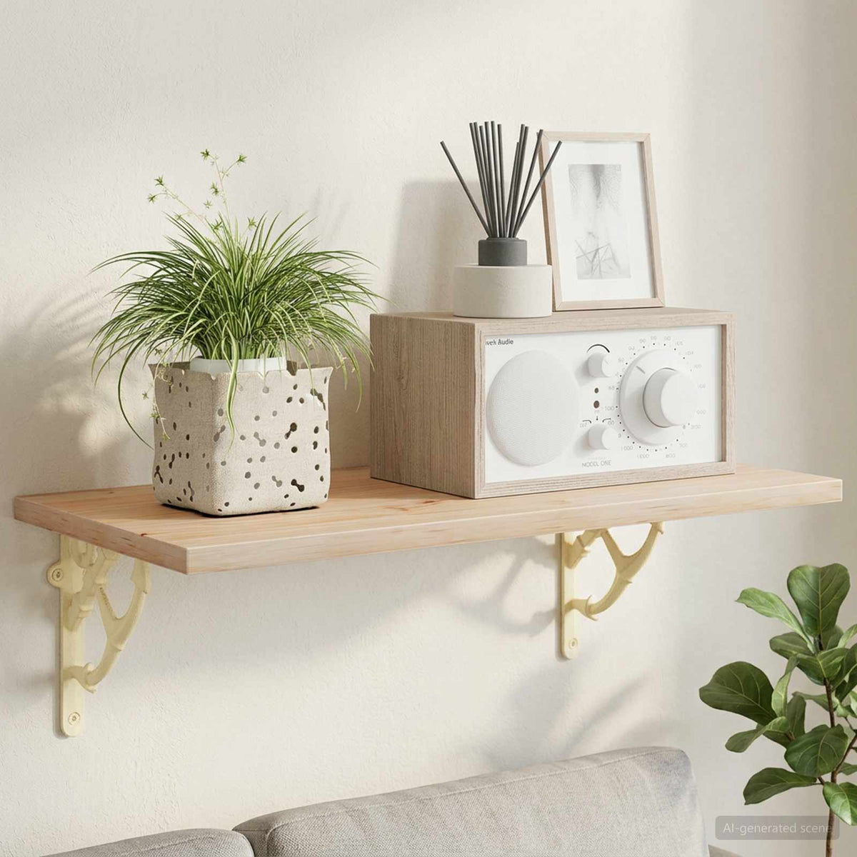 vidaXL Wall Shelf Brackets 2 pcs Antique White 21 x 21 x 3.5 cm Steel