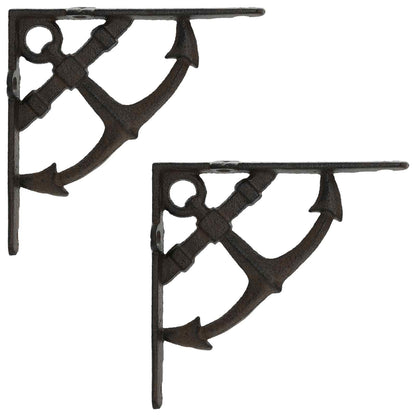 vidaXL Wall Shelf Brackets 2 pcs Antique Brown 21 x 21 x 3.5 cm Steel