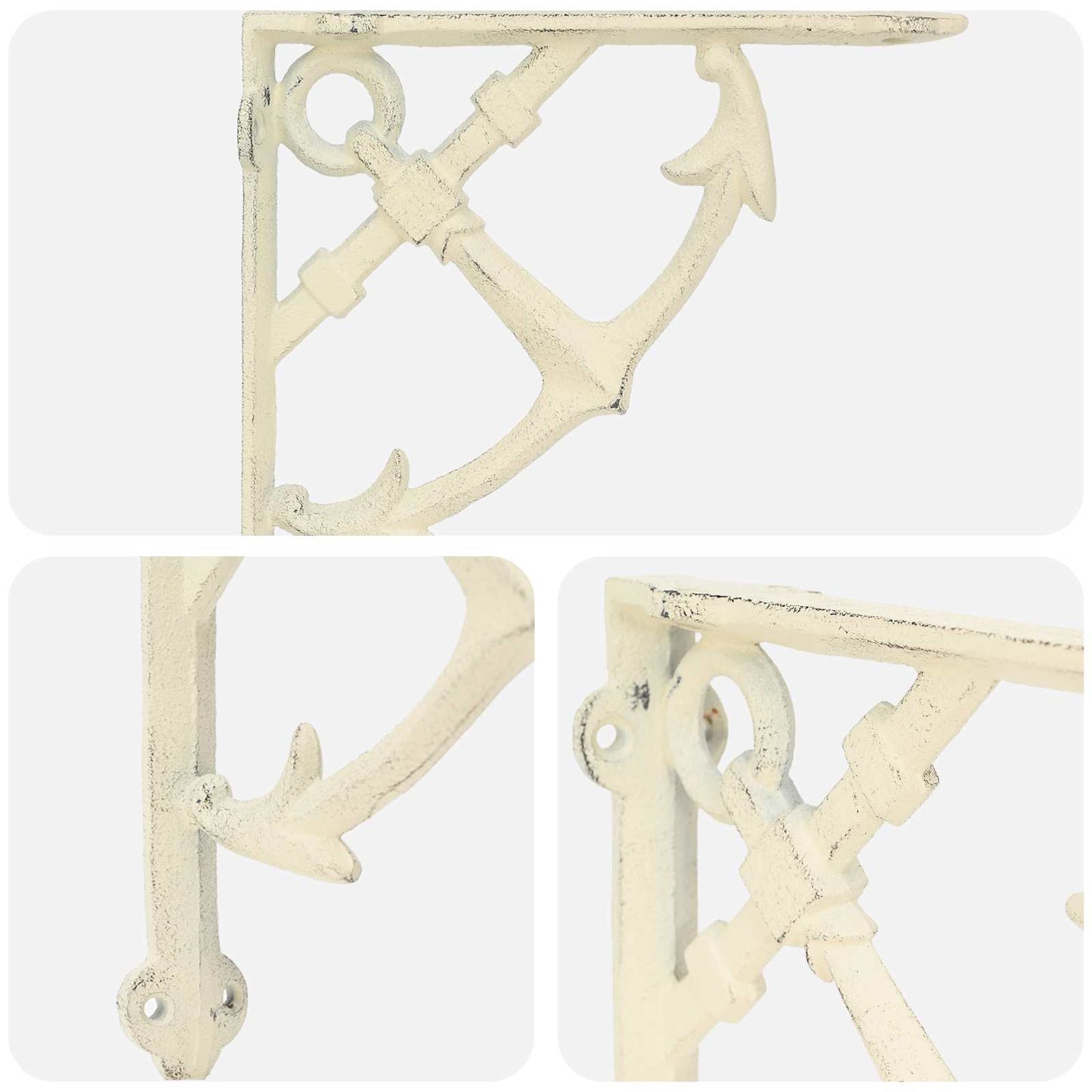 vidaXL Wall Shelf Brackets 12 pcs Antique White 21 x 21 x 3.5 cm Steel