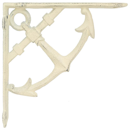 vidaXL Wall Shelf Brackets 12 pcs Antique White 21 x 21 x 3.5 cm Steel