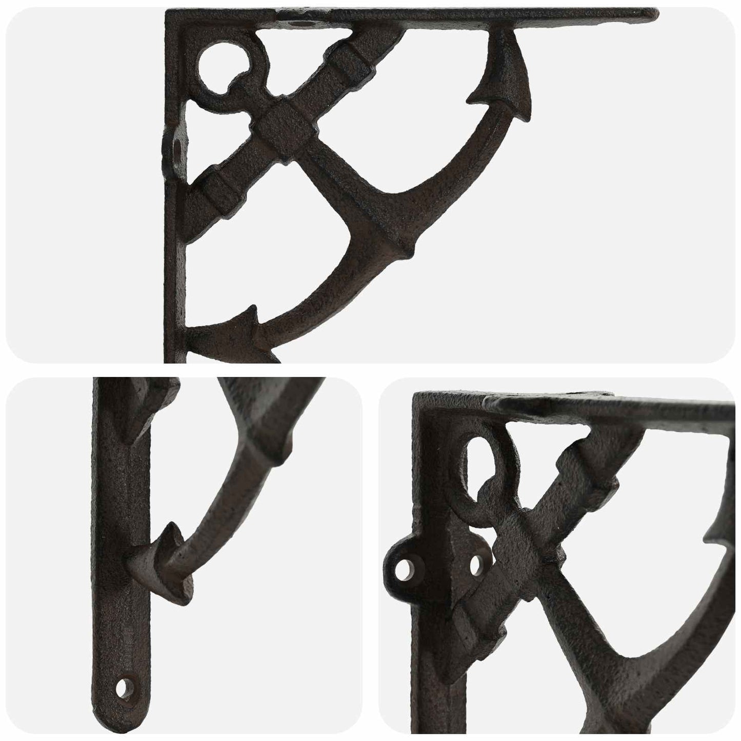 vidaXL Wall Shelf Brackets 12 pcs Antique Brown 21 x 21 x 3.5 cm Steel