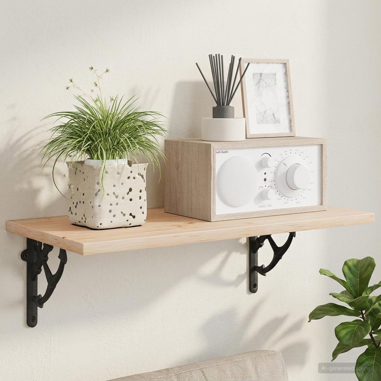 vidaXL Wall Shelf Brackets 12 pcs Black 21 x 21 x 3.5 cm Steel