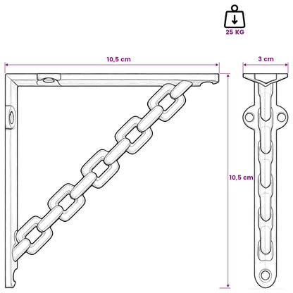 vidaXL Wall Shelf Brackets 12 pcs Antique White 10.5 x 10.5 x 3 cm